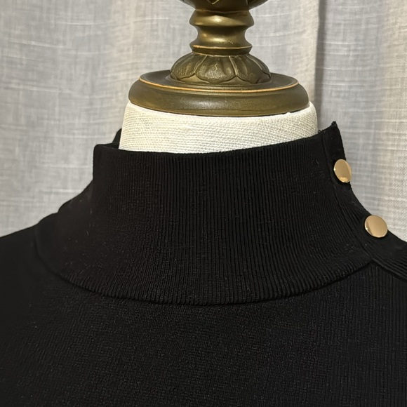 Ann Taylor Black Mock Neck Sweater-Button Detail @ Neck-Sz S Petite-Viscose-EUC - Picture 3 of 16